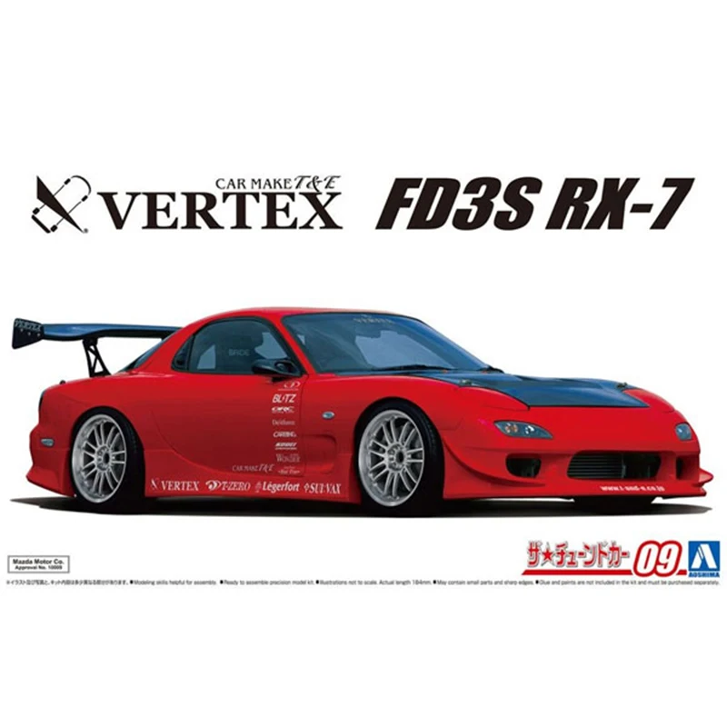 Aoshima 05839 1/24 Mazda Vertex FD3S RX-7`99 Racing Sport Jármű, Autó, Hobbi, Játék, Műanyag Modell Építési Szerelési Készlet0